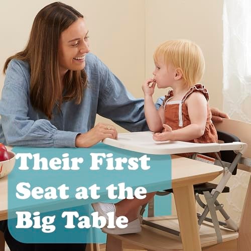 PrimoBaby SproutSeat Booster Seat for Kitchen Chair - Portable Folding Design, Travel Baby Beach Essentials, with 3-Point Safety Harness, Adjustable Tray, Dishwasher Safe Tray, Baby Floor Seat - Image 3