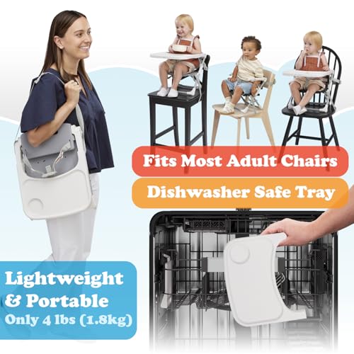 PrimoBaby SproutSeat Booster Seat for Kitchen Chair - Portable Folding Design, Travel Baby Beach Essentials, with 3-Point Safety Harness, Adjustable Tray, Dishwasher Safe Tray, Baby Floor Seat - Image 4