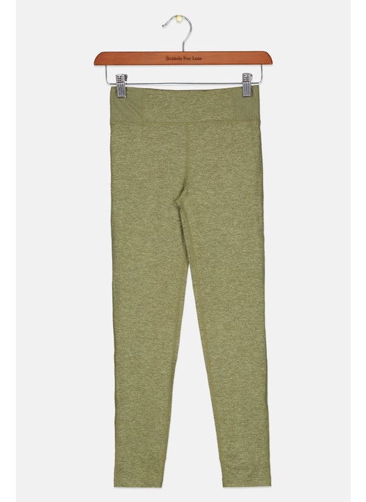 Kids Girl Plain Sportswear Fit Training Leggings, Olive