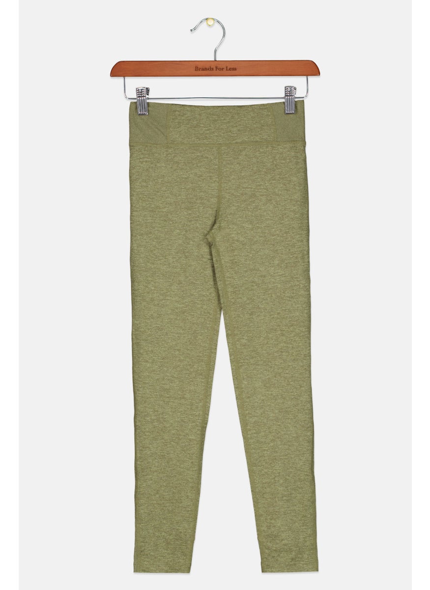 Nike - Kids Girl Plain Sportswear Fit Training Leggings, Olive - Image 1