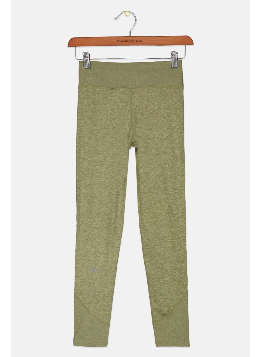Nike - Kids Girl Plain Sportswear Fit Training Leggings, Olive - Image 1