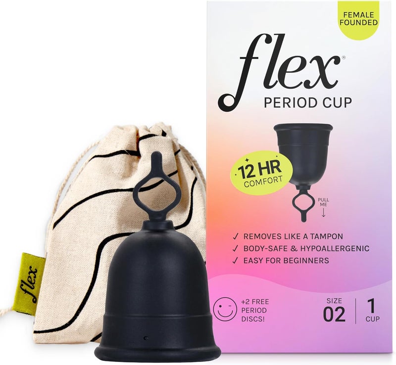 FLEX Cup Starter Kit (Full Fit - Size 02) | Reusable Menstrual Cup + 2 Free Menstrual Discs | Pull-Tab for Easy Removal | Tampon + Pad Alternative | Lasts up to 10 Years | Capacity of 3 Super Tampons - Image 1