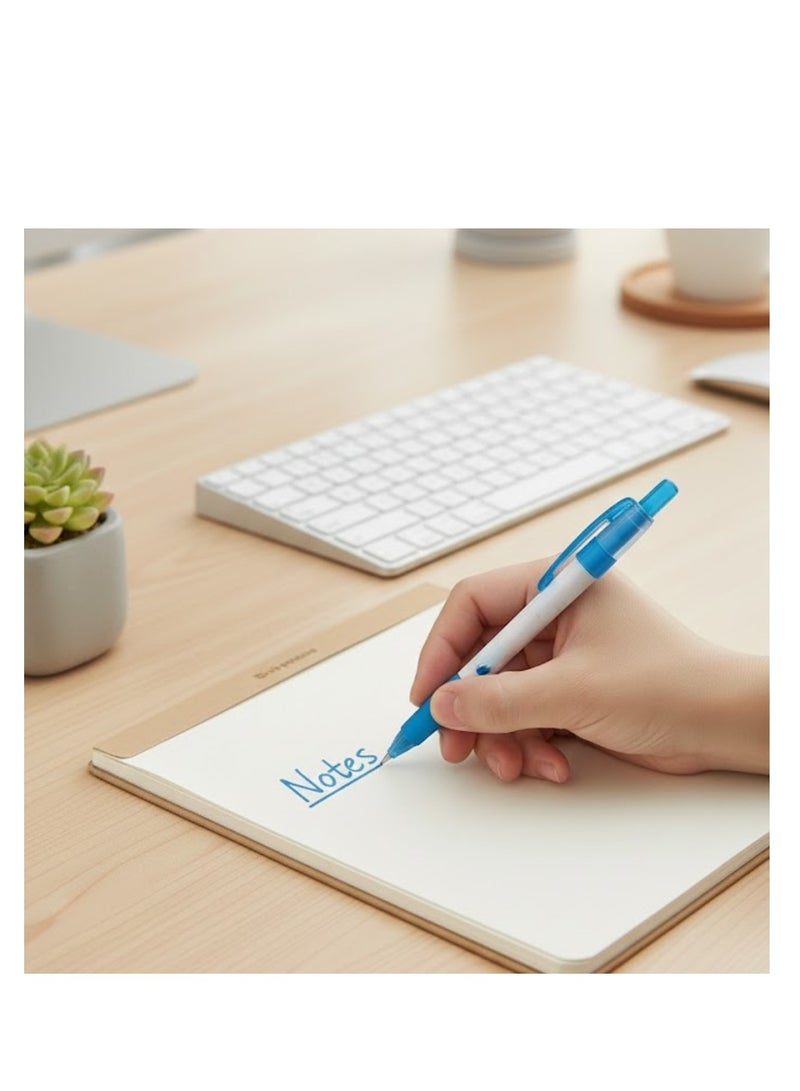 Lukadah Pack of 10 Blue Ballpoint Pens, Retractable Click Pens with Soft Comfort Grip, Smooth Writing Medium Point 0.7mm, Quick-Dry Ink, Transparent Barrel, Lightweight Durable Design, Office, School, College Stationery Supplies for Students, Teachers & Professionals - Image 4