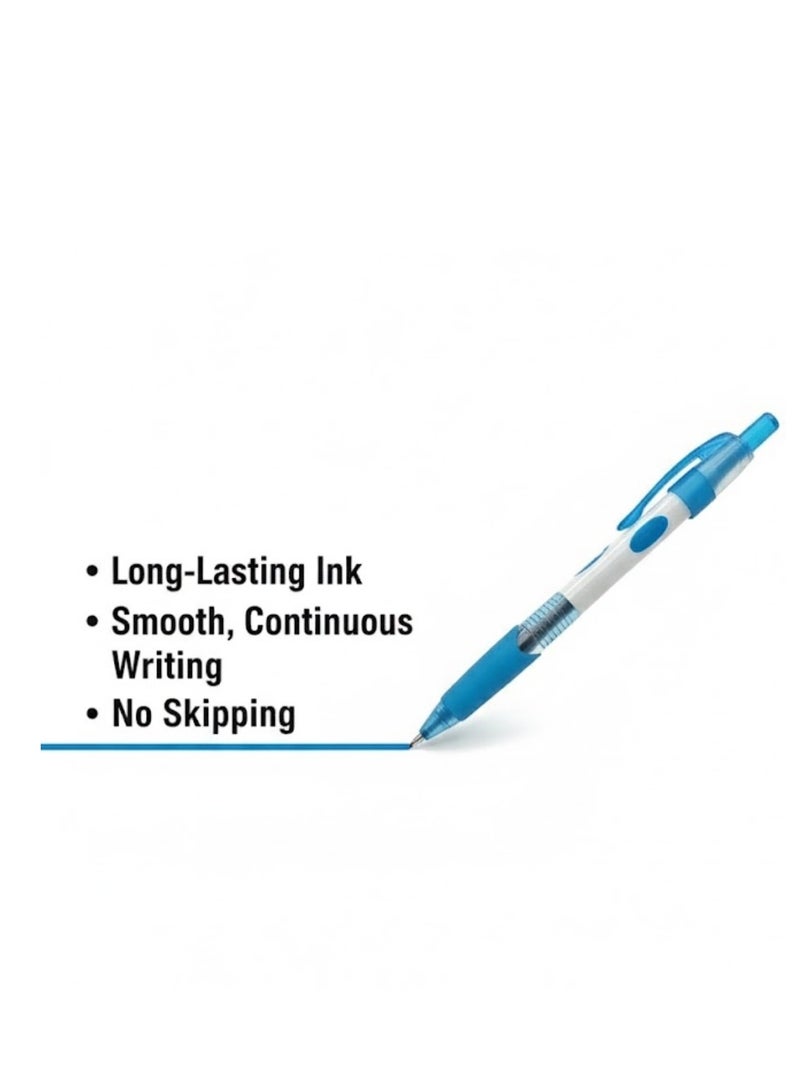 Lukadah Pack of 10 Blue Ballpoint Pens, Retractable Click Pens with Soft Comfort Grip, Smooth Writing Medium Point 0.7mm, Quick-Dry Ink, Transparent Barrel, Lightweight Durable Design, Office, School, College Stationery Supplies for Students, Teachers & Professionals - Image 5
