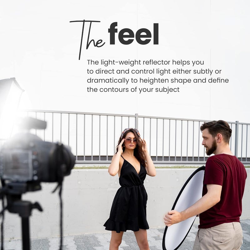 Digitek (DRB 5-1) عاكس كاميرا 45 بوصة / 110 سم 5 في 1 ضوء متعدد الأقراص القابل للطي مع حقيبة - شفاف، فضي، ذهبي، أبيض وأسود للتصوير الفوتوغرافي في الاستوديو - Image 4