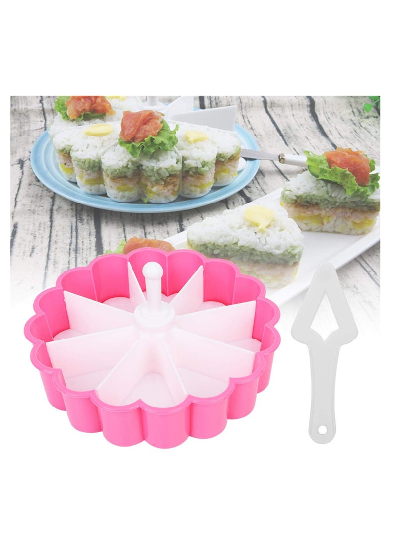 SOLARAE Sushi Mold, 8 Divider Heart Shape Rice Ball Makers Mold, DIY Rice Ball Mold with Cutter Spatula for Home Kitchen, Made of PP Material, Removable Divider, for make Cake, Pudding, Sushi - Image 2