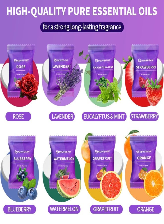NEWFEIFAN Shower Steamers Aromatherapy Birthday Gifts for Women & Men Set, 8-Pack Shower Bombs Organic Essential Oil, Easter Basket Stuffers for Teens, Spa Relaxing Purple Gifts for Wife Girlfriend - Image 4