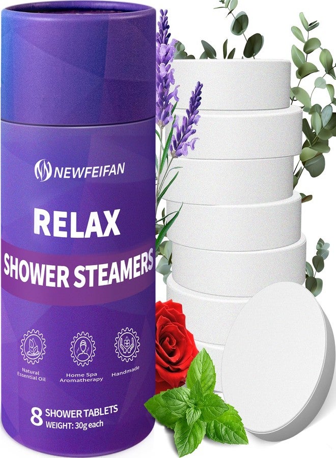 NEWFEIFAN Shower Steamers Aromatherapy Birthday Gifts for Women & Men Set, 8-Pack Shower Bombs Organic Essential Oil, Easter Basket Stuffers for Teens, Spa Relaxing Purple Gifts for Wife Girlfriend - Image 1