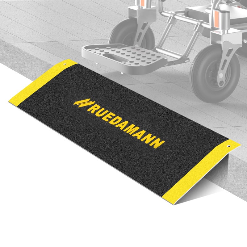 Ruedamann Ruedamann 10 L x 32 W Portable Threshold Ramp Wheelchair Ramps for Doorways 600lbs Load Capacity Aluminum Doorway Threshold Ramp for Wheelchairs Electric Scooter Strollers Mobility Cart