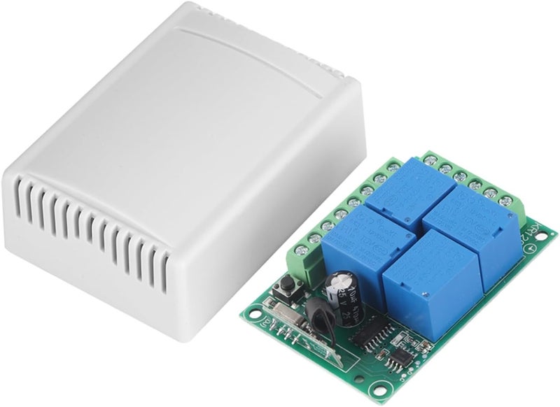 يناسب كل ميزانية مفتاح ترحيل لاسلكي DC12V 433MHz، لوحة استقبال تحكم عن بعد بأربع قنوات مع إشارة قوية، لأمن معدات رفع أبواب المرآب والنوافذ مقاوم للرمل والغبار تصميم عصري اقتصادي كل فئة مستخدم - Image 1