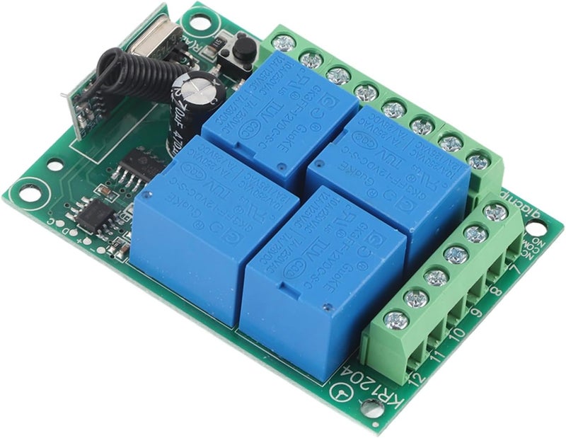 يناسب كل ميزانية مفتاح ترحيل لاسلكي DC12V 433MHz، لوحة استقبال تحكم عن بعد بأربع قنوات مع إشارة قوية، لأمن معدات رفع أبواب المرآب والنوافذ مقاوم للرمل والغبار تصميم عصري اقتصادي كل فئة مستخدم - Image 5