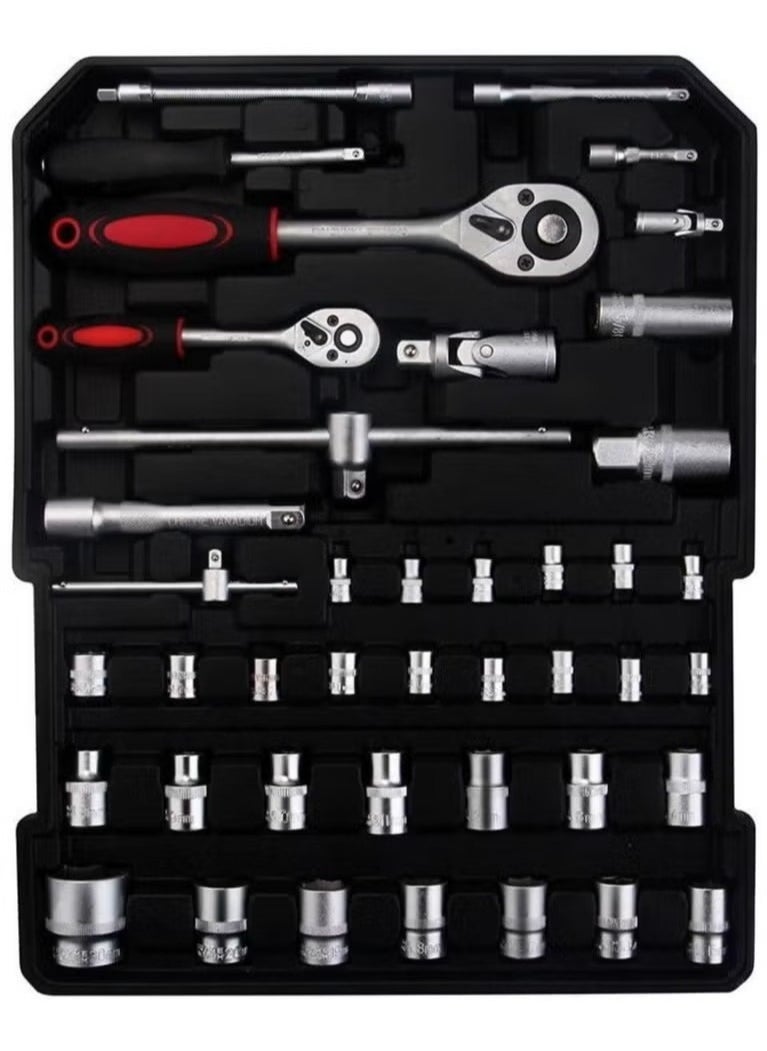 Denx Professional Tool Set 187pcs Household Hand Tool Set Auto Repair Tool Kit with Aluminum Trolley Case.  - Image 3