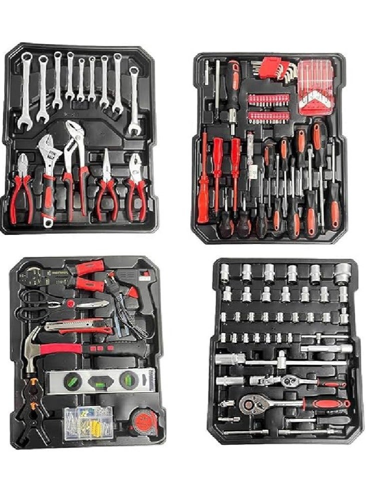 Professional Tool Set 187pcs Household Hand Tool Set Auto Repair Tool Kit with Aluminum Trolley Case.