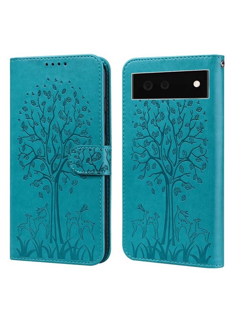 Case For Google Pixel 6 Tree & Deer Pattern Pressed Printing Horizontal Flip Leather Phone Case