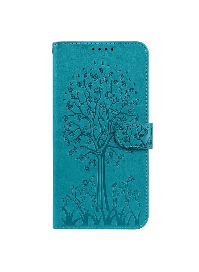 Case For Google Pixel 6 Tree & Deer Pattern Pressed Printing Horizontal Flip Leather Phone Case