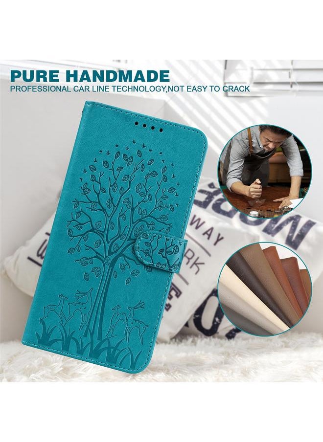 Case For Google Pixel 6 Tree & Deer Pattern Pressed Printing Horizontal Flip Leather Phone Case
