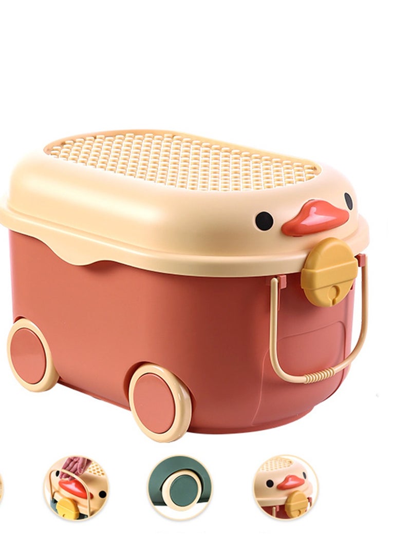 MIXDE Kids Toy Storage Box Children Toy Box Large Storage Bin Rolling Storage Organizer/Basket/Trunk for Kids Clothes Toys Storage Cube Home Chest Toy Storage Organizer Container with Wheels for Kids  - Image 1