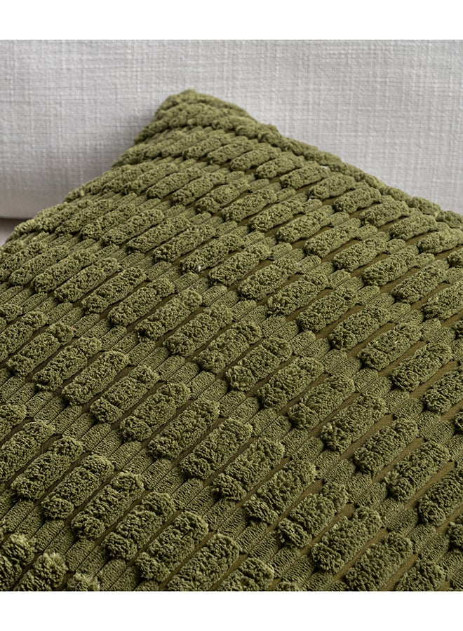 Fancy Homi أغطية وسائد مزخرفة فاخرة هومي 4 عبوات بلون أخضر موس بوهيمي 18x18 بوصة للكنبة والسرير والأريكة، ديكور منزلي ريفي حديث، غلاف وسادة مربع ناعم من قماش الكوردوروي 45x45 سم - Image 4