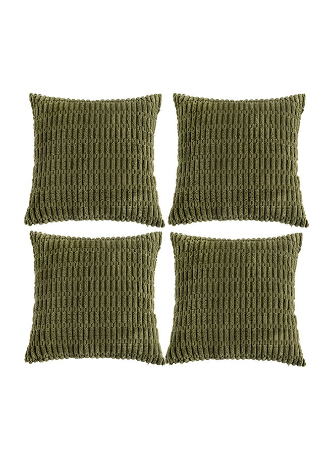 Fancy Homi أغطية وسائد مزخرفة فاخرة هومي 4 عبوات بلون أخضر موس بوهيمي 18x18 بوصة للكنبة والسرير والأريكة، ديكور منزلي ريفي حديث، غلاف وسادة مربع ناعم من قماش الكوردوروي 45x45 سم - Image 1