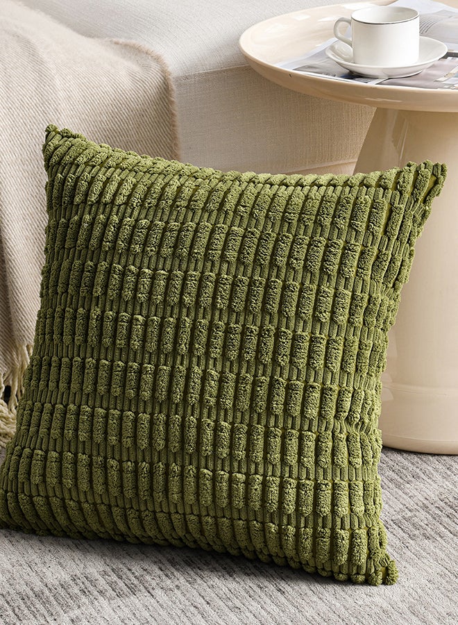 Fancy Homi أغطية وسائد مزخرفة فاخرة هومي 4 عبوات بلون أخضر موس بوهيمي 18x18 بوصة للكنبة والسرير والأريكة، ديكور منزلي ريفي حديث، غلاف وسادة مربع ناعم من قماش الكوردوروي 45x45 سم - Image 2