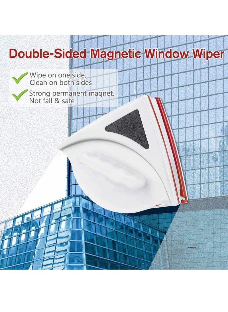 SYOSI Magnetic Window Cleaner, Window Cleaning Tool, Magnetic Window Cleaner Double Sided, Window Double Sided Cleaner with 2 Long Anti-Falling Rope, Red - Image 2