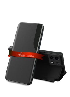 Wtech Smart Mirror Window Flip Phone Auto Sleep Wake Case Cover For Xiaomi Poco X6 5G 2024 Black  - Image 1