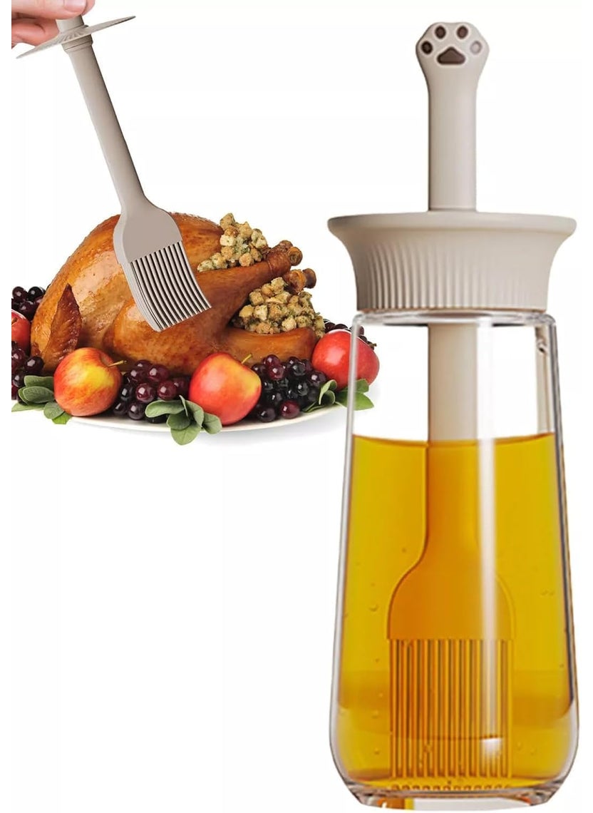 Zollyss Zollyss Oil Dispenser Bottle Silicone Brush for BBQ, Baking, Grilling, Cooking - 2-in-1 Olive Oil & Vinegar Container with Heat-Resistant Brush - Glass Kitchen Tool for Sauces  - Image 1