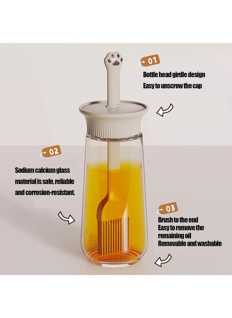 Zollyss Zollyss Oil Dispenser Bottle Silicone Brush for BBQ, Baking, Grilling, Cooking - 2-in-1 Olive Oil & Vinegar Container with Heat-Resistant Brush - Glass Kitchen Tool for Sauces  - Image 4