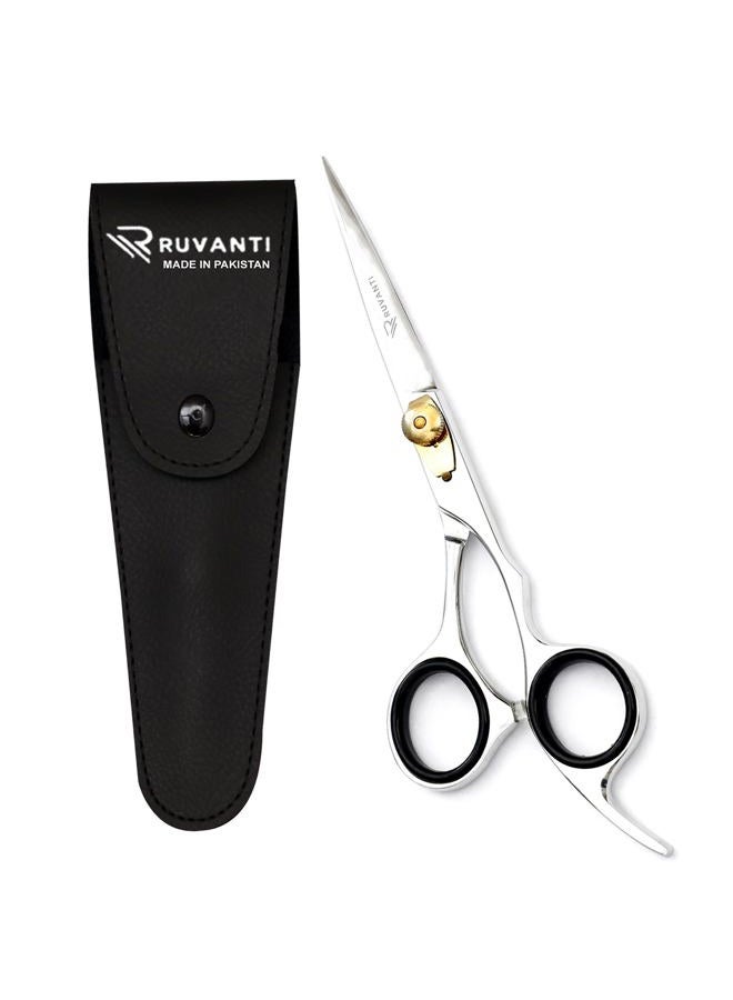 Ruvanti Hair Cutting Scissors All Purpose - Professional Barber Premium Shears Kit For Salon And Home Use, Sharp & Durbale Stainless Steel Blades, Comfortable Grip Handles, Includes Protective Case - Image 1