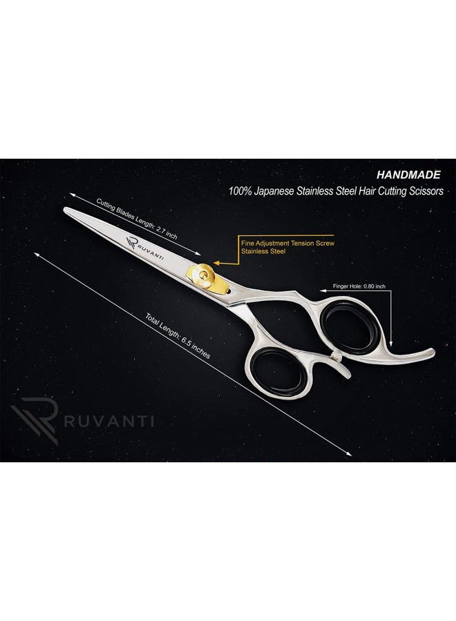 Ruvanti Hair Cutting Scissors All Purpose - Professional Barber Premium Shears Kit For Salon And Home Use, Sharp & Durbale Stainless Steel Blades, Comfortable Grip Handles, Includes Protective Case - Image 4