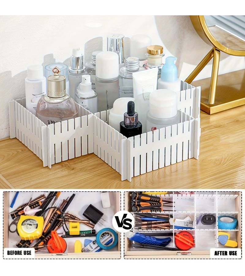White 7Pcs Adjustable Drawer Dividers 14 5 Inch Expandable Storage Containers Foldable And Cut To Size Desk Drawer Organizer For Home Office Kitchen Organization - Image 5