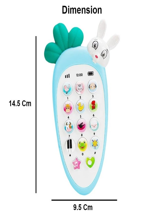 SIDAK Cute Carrot Shaped Pretend Play Musical Cell Phone Toy for Kids Toddlers with Music, Ringtones, Lights - Birthday Party Favors and Gifts for Girls (Battery Not Included) (Blue) - Image 3