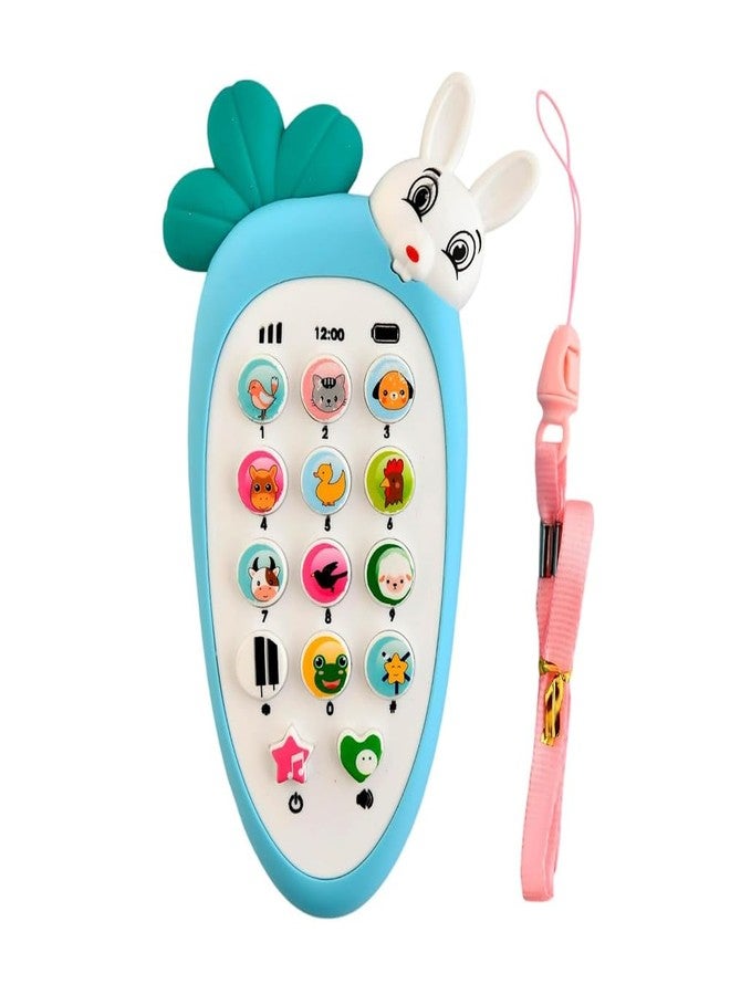 SIDAK Cute Carrot Shaped Pretend Play Musical Cell Phone Toy for Kids Toddlers with Music, Ringtones, Lights - Birthday Party Favors and Gifts for Girls (Battery Not Included) (Blue) - Image 1