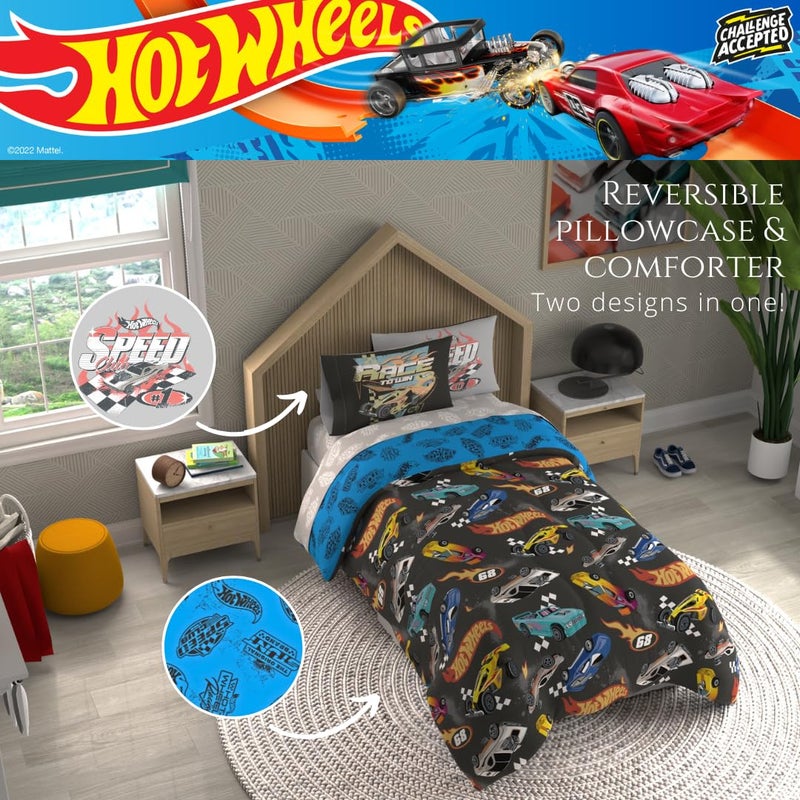 Franco Hot Wheels Kids Bedding Super Soft Comforter and Sheet Set with Sham, 5 Piece Twin Size, (Officially Licensed Product) by Franco - Image 4