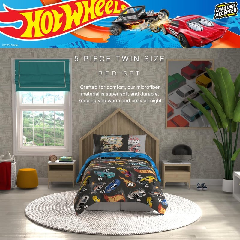 Franco Hot Wheels Kids Bedding Super Soft Comforter and Sheet Set with Sham, 5 Piece Twin Size, (Officially Licensed Product) by Franco - Image 3