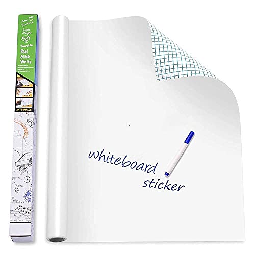 Tusmad White Board Sheet with 1 Marker | 1PC White Board Wall Sticker | Stickers for Wall for Home Kitchen, Office, School, College, Restaurants, Removable 45 x 200 cm - Image 1