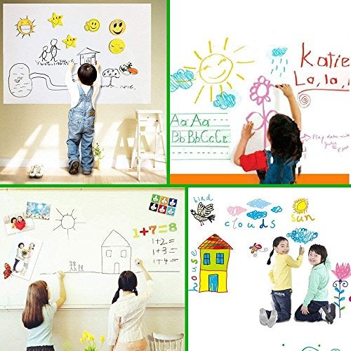 Tusmad White Board Sheet with 1 Marker | 1PC White Board Wall Sticker | Stickers for Wall for Home Kitchen, Office, School, College, Restaurants, Removable 45 x 200 cm - Image 4