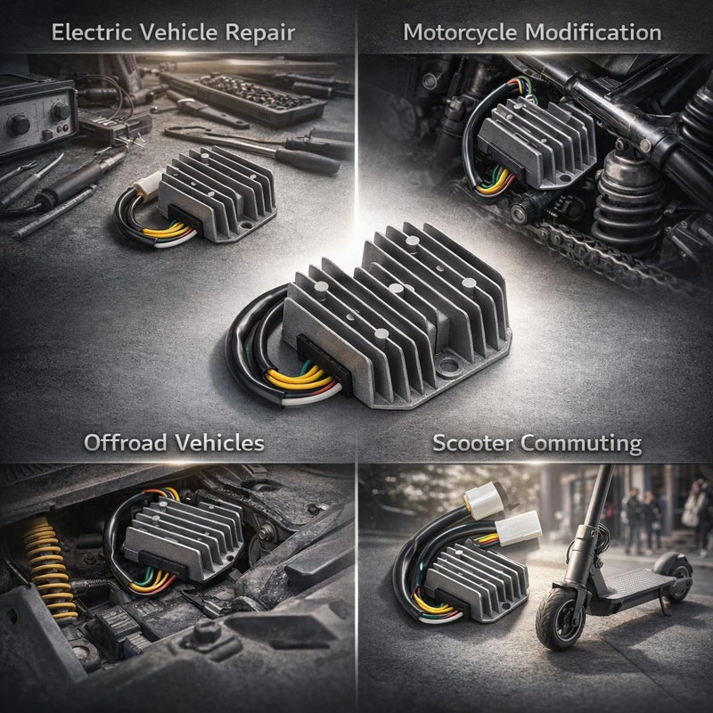 Aluminum Alloy Voltage Regulator Rectifier 12V 7 Wires Dual Plug Overcharge Protection - Image 5
