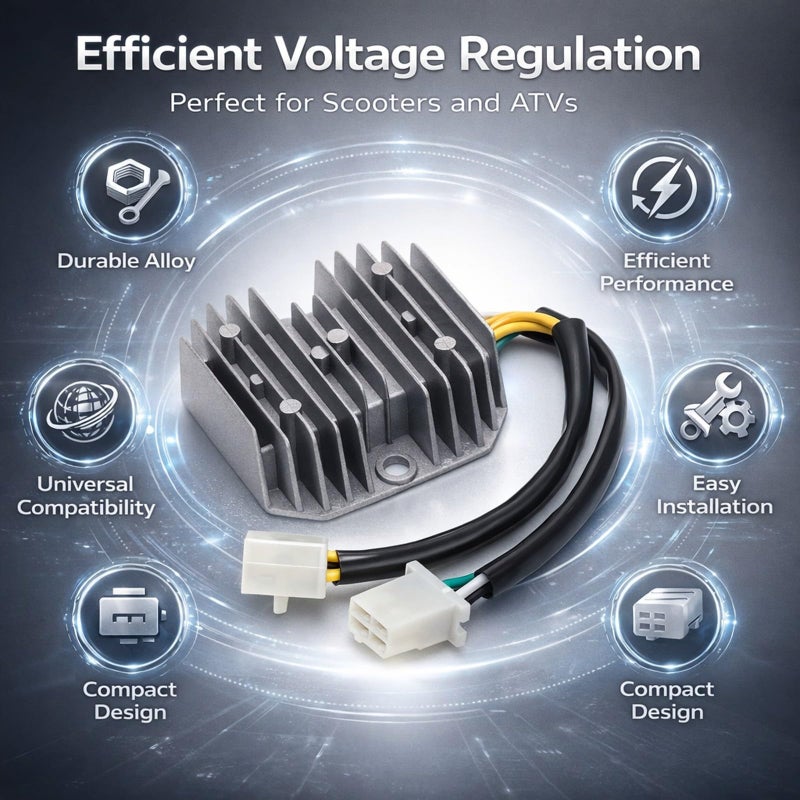 Aluminum Alloy Voltage Regulator Rectifier 12V 7 Wires Dual Plug Overcharge Protection - Image 4
