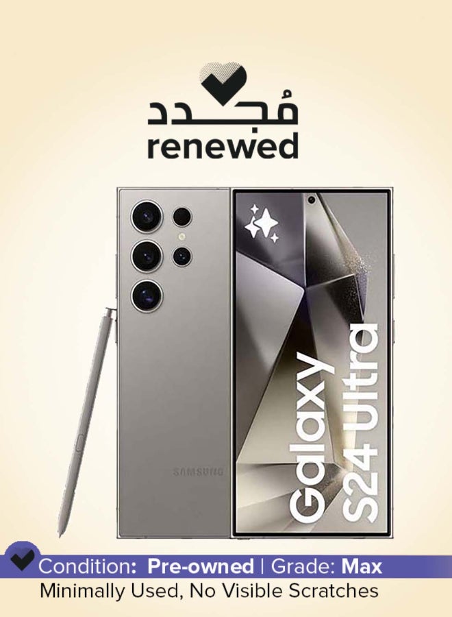 Samsung Renewed - Galaxy S24 Ultra Dual SIM Titanium Gray 12GB RAM 256GB 5G - Middle East Version