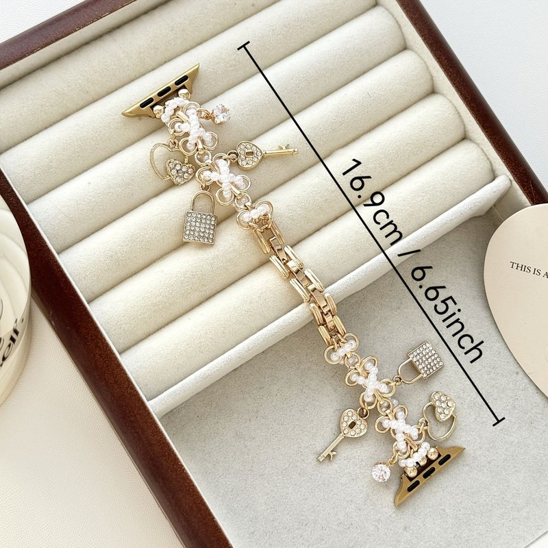 سوار ساعة نسائي من عشب الدخن مع قفل مفتاح قلادة لحزام ساعة أبل، ذهبي 42 ملم 44 ملم 46 ملم - Image 2