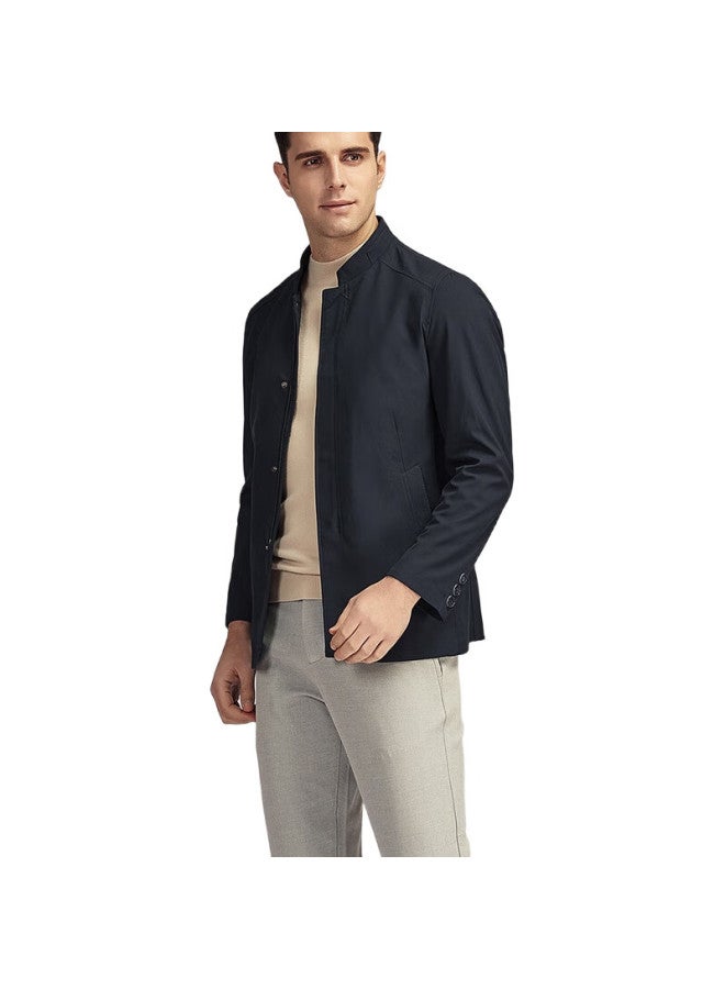 FIRS Men'S Jacket New Business Middle-Aged And Young Men'S Spring And Autumn Stand-Up Collar Top 19032 Navy Blue 3Xl - Image 2