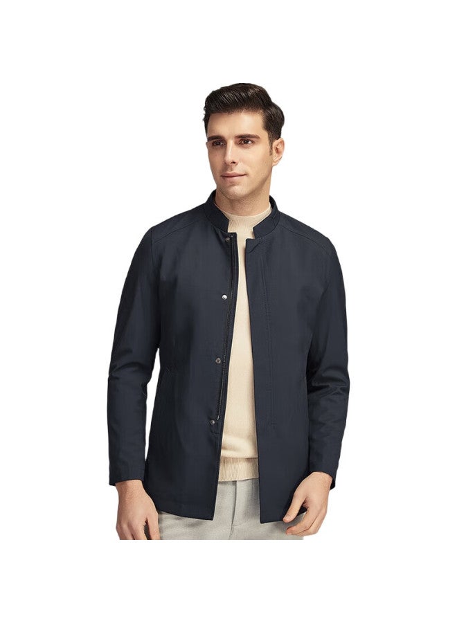 FIRS Men'S Jacket New Business Middle-Aged And Young Men'S Spring And Autumn Stand-Up Collar Top 19032 Navy Blue 3Xl - Image 3