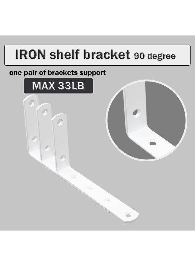 WinkerCorner Brace 4 Pcs Shelf Bracket Heavy Duty White Steel L Corner Brace Decorative Joint Angle Bracket for Shelf 5 InchX3 Inch Shelves Wall Hanging Bracket with Screws 125X75mm 5 InchX3 Inch 4PCS  - Image 2