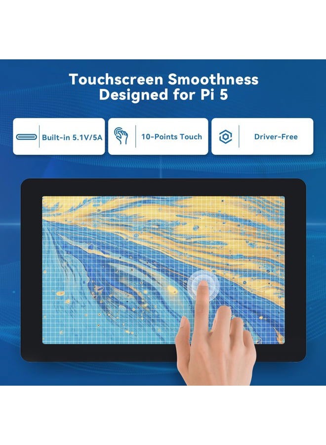 SunFounder Raspberry Pi 10 Inch Touch Screen - 10.1" HDMI 1280x800 IPS LCD Touchscreen for RPi 3 Model B+ 3B 2B LattePanda Beagle Bone - Image 3