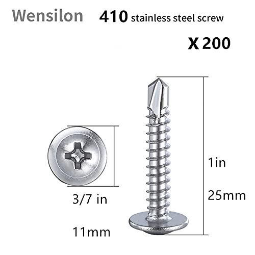 Wensilon（200pcs）#8×1”for Sheet Metal Self-Tapping Screws 410 Stainless Steel Truss Head High-Strength Quick Tapping Screws - Image 2
