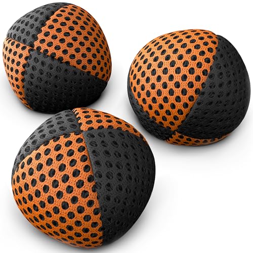 speevers Juggling Balls for Beginners and Professionals Set of 3 14 Colors Available 2 Layers of Net and Carry Case Xballs Juggling Balls Black  Orange 42 oz - Image 1