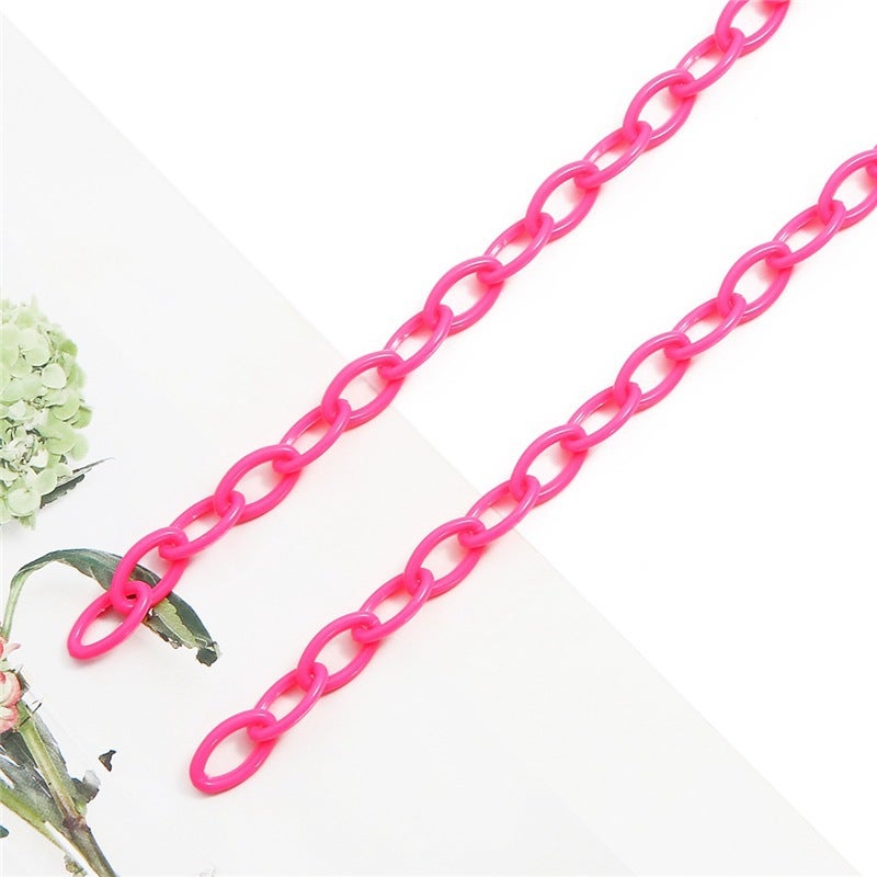 Generic Candy Colored Acrylic Chain Jewelry Materials DIY Handmade Creative Bag Necklace Keychain Accessories Fun Weaving Brand rose red