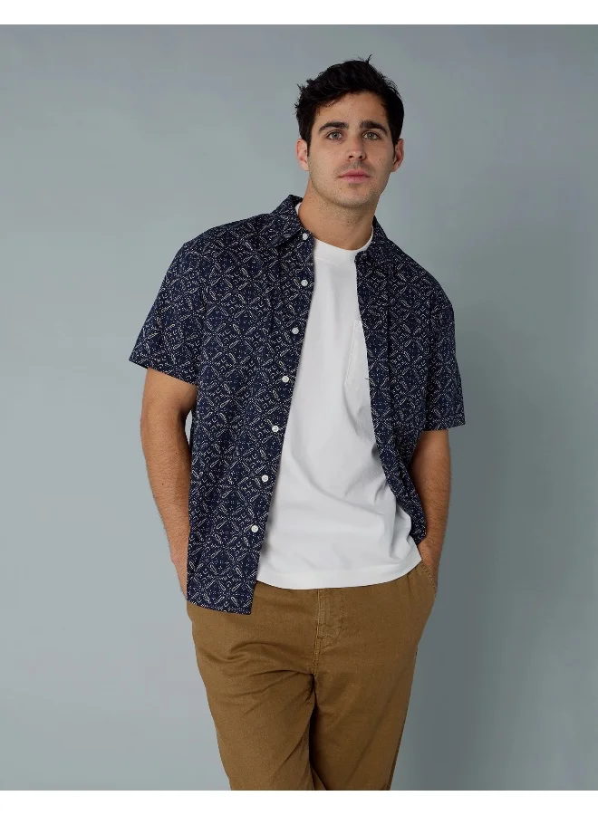 American Eagle AE Poolside Printed Button-Up Shirt