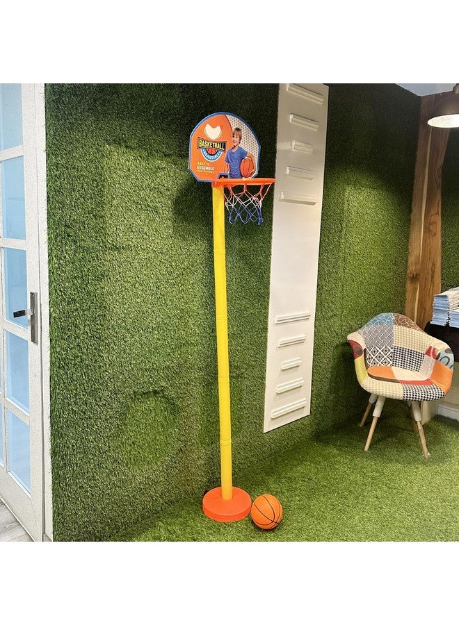 فولي مجموعة كرة سلة كاملة للأطفال مع حامل قابل لتعديل الارتفاع | طوق كرة سلة للأطفال | ألعاب كرة سلة رياضية للأطفال | ألعاب داخلية وخارجية للأولاد والبنات، هدية عيد ميلاد - Image 1
